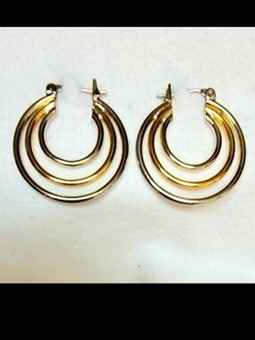 Gold Triple-Hoop Women's Earrings